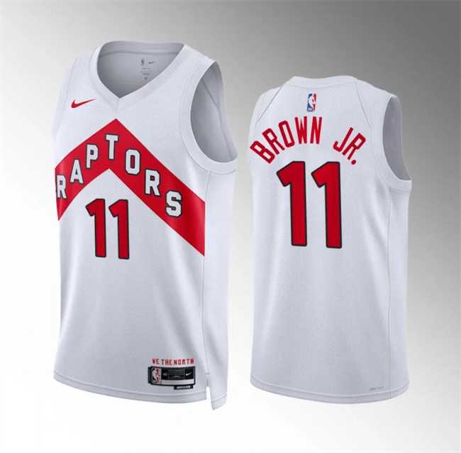 Men%27s Toronto Raptors #11 Bruce Brown Jr White Association Edition Stitched Basketball Jersey Dzhi